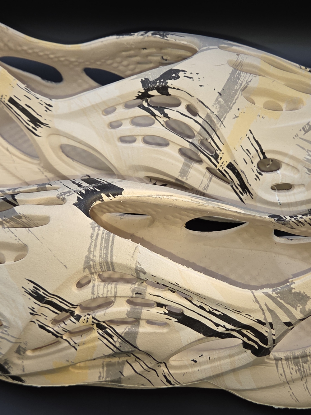 Neutral Beige Foam Clog with Black Brushstroke Print